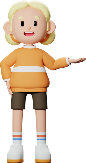 3D Cute Girl Character Showing Left